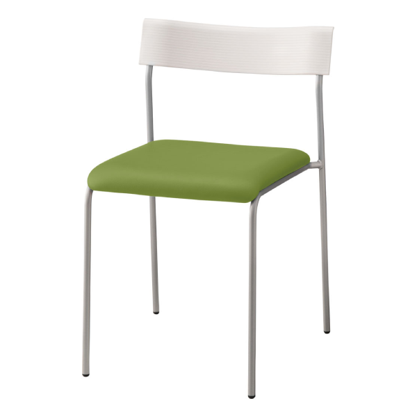 内田洋行 リフレッシュタイプチェア CS-28Nシリーズ 背樹脂 ビニールレザータイプ 4本脚 シルバーメタリック塗装 6-450-563