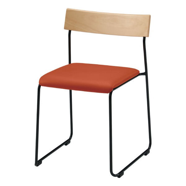 内田洋行 リフレッシュタイプチェア CS-28Nシリーズ 背ウッド 布張りタイプ ループ脚 ブラック塗装 6-450-574