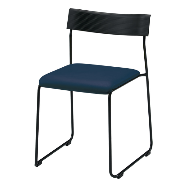 内田洋行 リフレッシュタイプチェア CS-28Nシリーズ 背樹脂 ビニールレザータイプ ループ脚 ブラック塗装 6-450-581