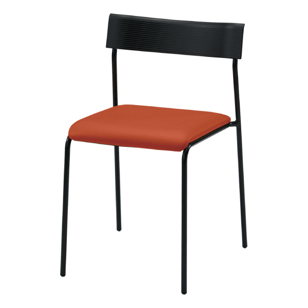 内田洋行 リフレッシュタイプチェア CS-28Nシリーズ 背樹脂 ビニールレザータイプ 4本脚 ブラック塗装 6-450-583