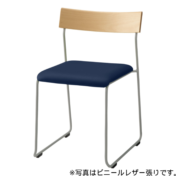 内田洋行 リフレッシュタイプチェア CS-28Nシリーズ 背ウッド 布張りタイプ ループ脚 シルバーメタリック塗装 6-450-590