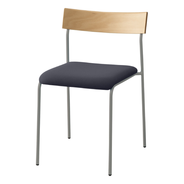 内田洋行 リフレッシュタイプチェア CS-28Nシリーズ 背ウッド 布張りタイプ 4本脚 シルバーメタリック塗装 6-450-592