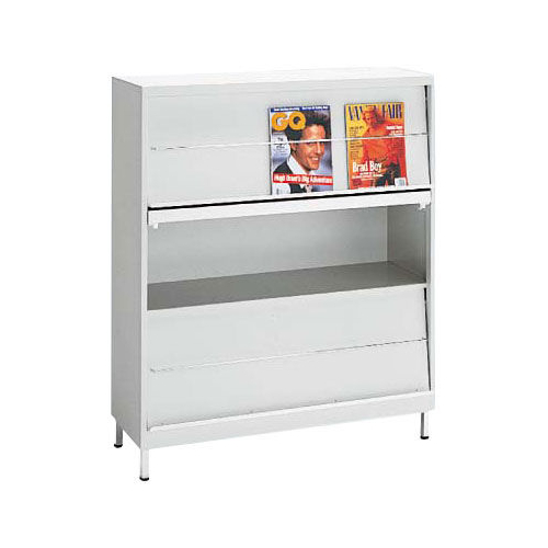 オカムラ 雑誌架 フラップ扉タイプ 3段 W1000×D350×H1196 6801BZ-ZA75