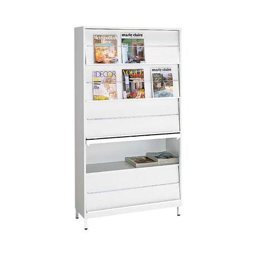 オカムラ 雑誌架 フラップ扉タイプ 5段 W1000×D350×H1865 6801ZZ-Z13