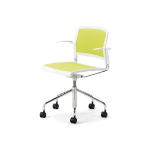 プラス ミーティングチェア UM SERIES(UMシリーズ) ホワイトフレーム 肘付 キャスター脚 MB-UM11ML-N