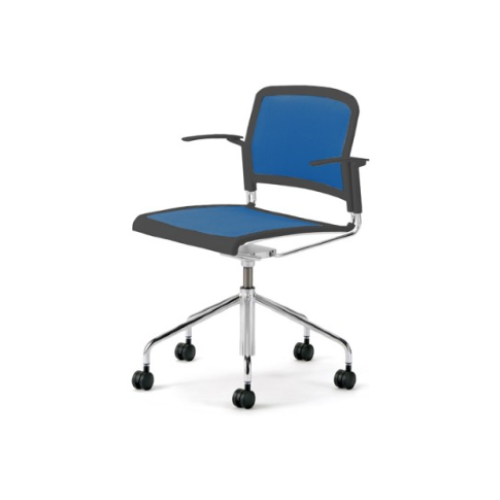 プラス ミーティングチェア UM SERIES(UMシリーズ) ダークグレーフレーム 肘付 キャスター脚 MB-UM12ML-N