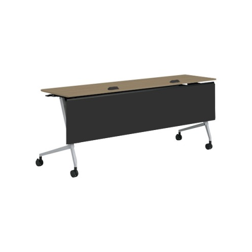 オカムラ マルカテーブル 樹脂幕板タイプ コンセント付 棚板無 天板幕板プライズウッド W1800×D450×H720 81F5EA-MD