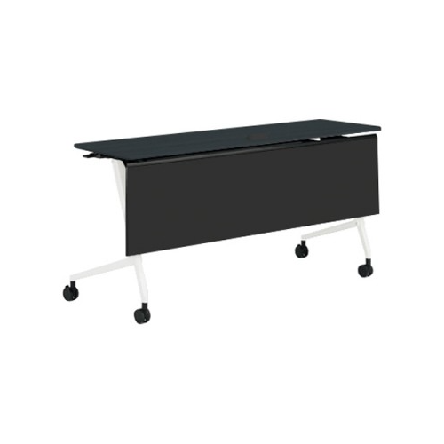 オカムラ マルカテーブル 樹脂幕板タイプ コンセント付 棚板無 天板幕板プライズウッド W1500×D450×H720 81F5EC-ME