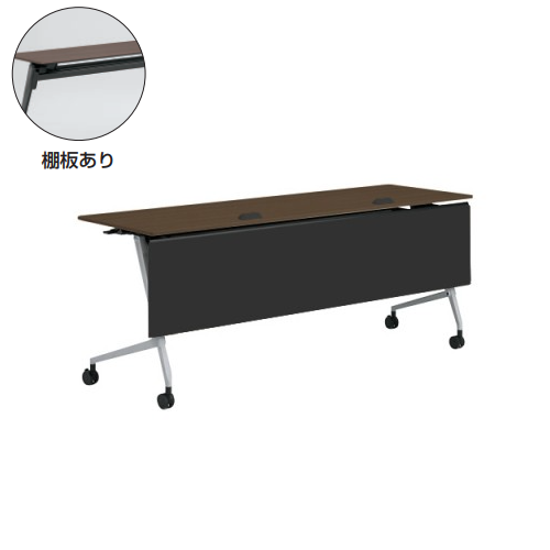 オカムラ マルカテーブル 樹脂幕板タイプ コンセント付 棚板無 天板幕板プライズウッド W1800×D600×H720 81F5EB-MD