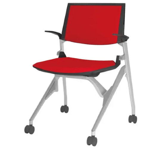 オカムラ ミーティングチェア マルカチェア 座クッション 背パッド付 肘付 シルバーフレーム ブラックシェル 81M1JF-F/-PB