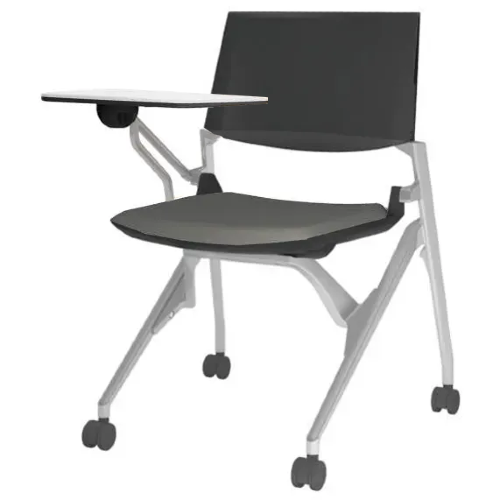 オカムラ 会議用チェア マルカチェア 座クッション 背パッドなし タブレット付 シルバーフレーム ブラックシェル 81M1JJ-F/-PB