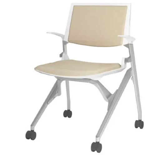 オカムラ ミーティングチェア マルカチェア 座クッション 背パッド付 肘付 シルバーフレーム ホワイトシェル 81M1LF-F/-PB