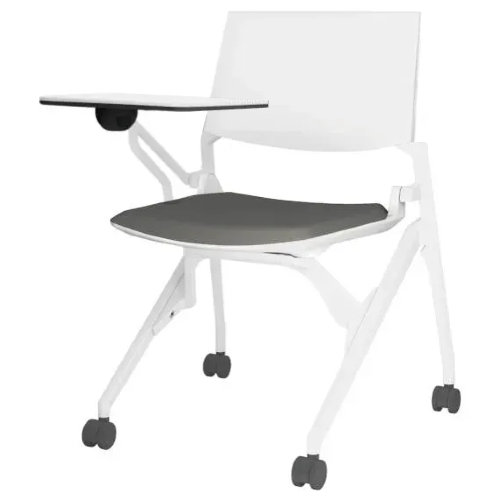 オカムラ 会議用チェア マルカチェア 座クッション 背パッドなし タブレット付 ホワイトフレーム ホワイトシェル 81M1WJ-F/-PB
