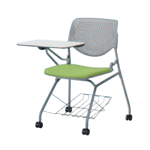 オカムラ ミーティングチェア ルナチェア 4本脚 タブレット付 グレーシェル パットなし 棚付 81S1HN