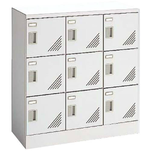 オカムラ シューズロッカー 扉付 窓なし 3列3段 9人用  錠なし W900×D400×H960mm 9346JF-Z13