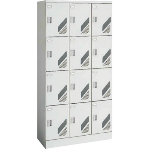 オカムラ シューズロッカー 扉付 窓付 3列4段 12人用  シリンダー錠 W900×D400×H1790mm 9346KK-Z13