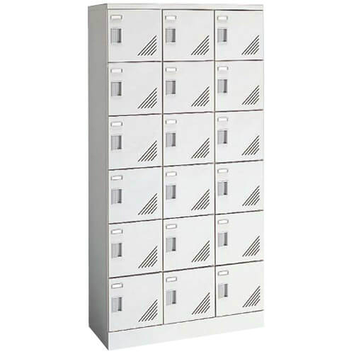 オカムラ シューズロッカー 扉付 窓なし 3列6段 18人用 錠なし