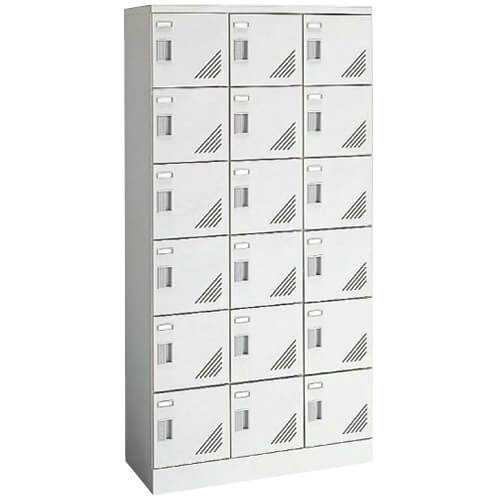 オカムラ シューズロッカー 扉付 窓なし 3列6段 18人用  シリンダー錠 W900×D400×H1790mm 9346RG-Z13