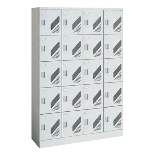 オカムラ シューズロッカー 扉付 窓付 4列5段 20人用  シリンダー錠 W1200×D400×H1790mm 9346VK-Z13