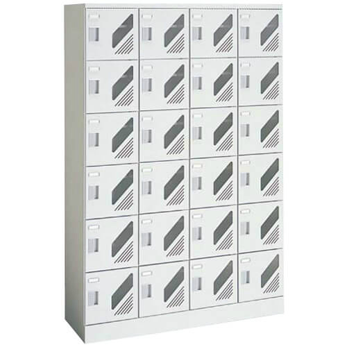 オカムラ シューズロッカー 扉付 窓付 4列6段 24人用  シリンダー錠 W1200×D400×H1790mm 9346YK-Z13
