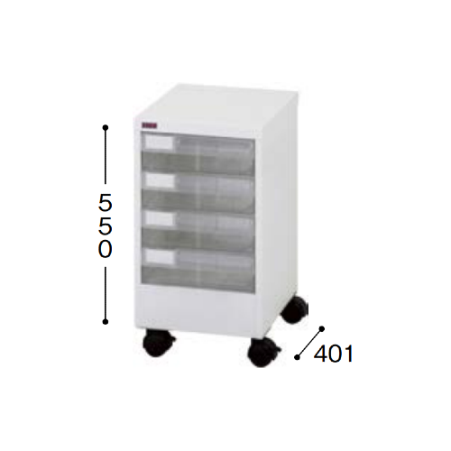 ナイキ パンフレットケース A4タイプ キャスター付 深型1列4段 W303×D401×H550mm A4PT-104NLC