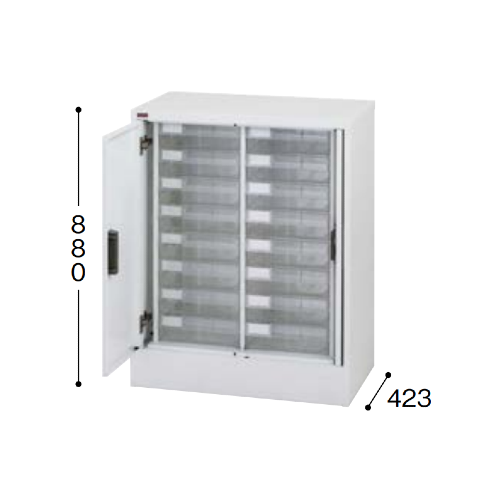 ナイキ パンフレットケース A4タイプ 誘導扉付 深型2列8段 W708×D423×H880mm A4PT-208UN