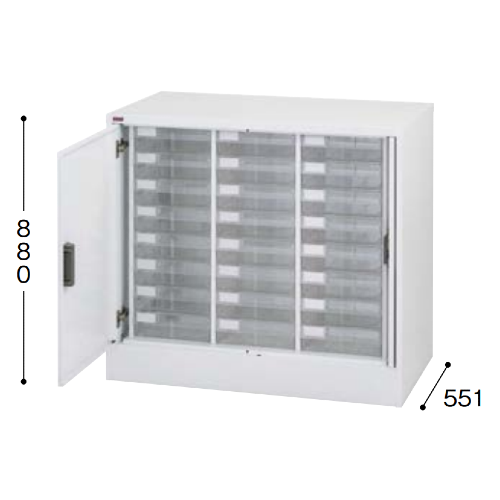 ナイキ パンフレットケース A4タイプ 誘導扉付 深型3列8段 W995×D551×H880mm A4PT-308UN