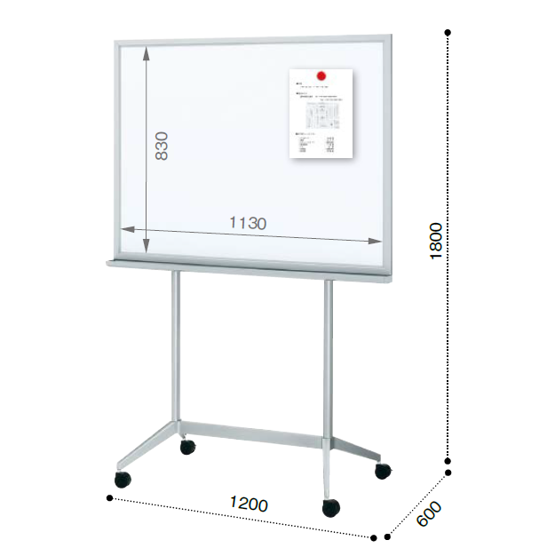 コクヨ ホワイトボード デザインホワイトボード 片面ホワイトボード W1200×D600×H1800 BB-K834WN