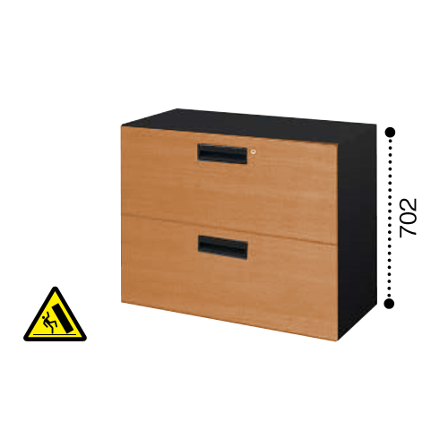 コクヨ エディア ラテラル2段 下置き書庫 木目タイプ 本体色ブラック BWU-L2A39E6CDP2/BWU-L2A39E6CDG5