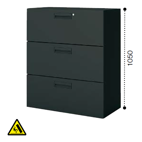 コクヨ エディア ブラックタイプ H1050タイプ ラテラル3段 下置き ベース必要 BWU-L3A59F6