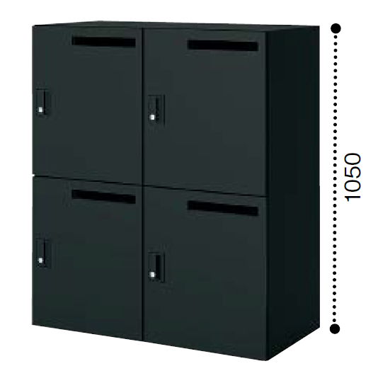 コクヨ エディア ブラックタイプ H1050タイプ 4人用パーソナルロッカー　メールボックス付　標準タイプ 下置き BWU-RN4M59F6