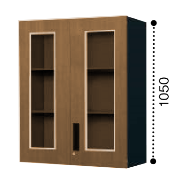 コクヨ エディア ガラス両開き扉 上置き書庫　木目タイプ 本体色ブラックBWU-SGU59E6CDP2/BWU-SGU59E6CDG5