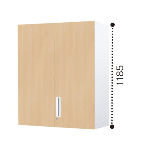 コクヨ エディア 両開き扉 上置き書庫 木目タイプ 本体色ホワイト 扉色木目 BWU-SU68SSAWDT1