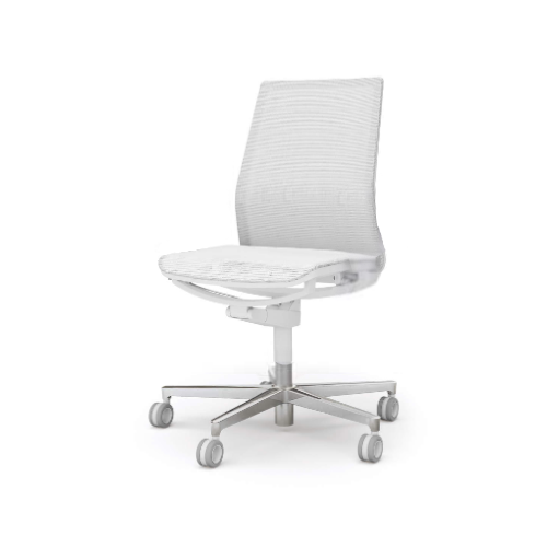コクヨ ファブレチェア FABRE メッシュタイプ ポリッシュ脚 本体色：ホワイト／ブラック 肘なし C01-P101MU-WEWEW1