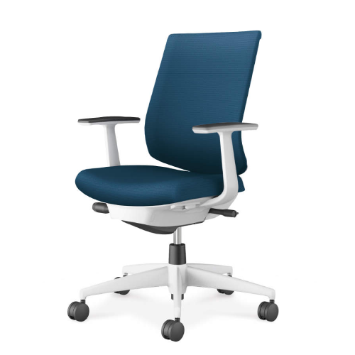 コクヨ ウィザード4チェア ローバック T型肘 樹脂脚(ホワイト) 布張り C06-W112CW-E1