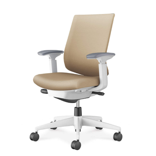 コクヨ ウィザード4チェア ローバック 可動肘 樹脂脚(ホワイト) 布張り C06-W132CW-E1