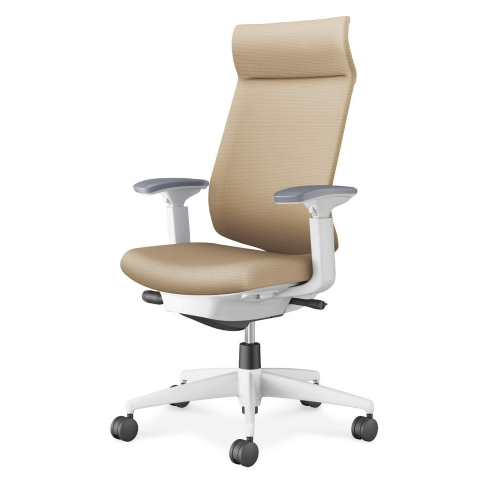 コクヨ ウィザード4チェア アディショナルバック 可動肘 樹脂脚(ホワイト) 布張り C06-W432CW-E1