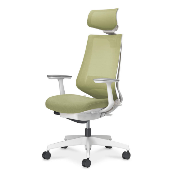 コクヨ デュオラ2チェア ヘッドレスト付きタイプ T型肘 ランバーサポート付き 樹脂脚 ホワイト C08-W312MW-W