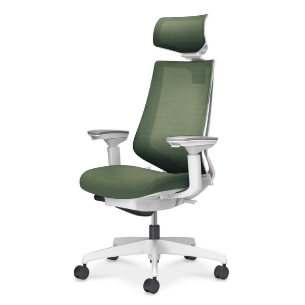 コクヨ デュオラ2チェア ヘッドレスト付きタイプ 可動肘 ランバーサポートなし 樹脂脚 ホワイト C08-W330MW-W