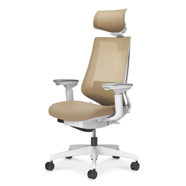 コクヨ デュオラ2チェア ヘッドレスト付きタイプ 可動肘 ランバーサポート付き 樹脂脚 ホワイト C08-W332MW-W