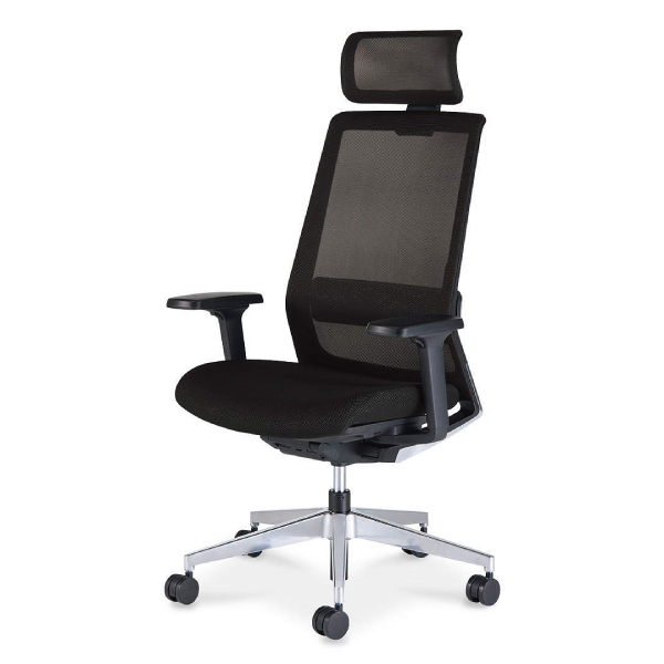 コクヨ エアフォート2チェア(AIRFORT2) ヘッドレスト付きタイプ 上下肘付 C09-P34W-BK/C09-P34U-BK