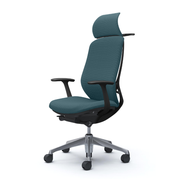 オカムラ シルフィーチェア エクストラハイバック 固定ヘッドレスト クッション (プレーン) デザインアーム ポリッシュ脚 C64DBR-FSJ7