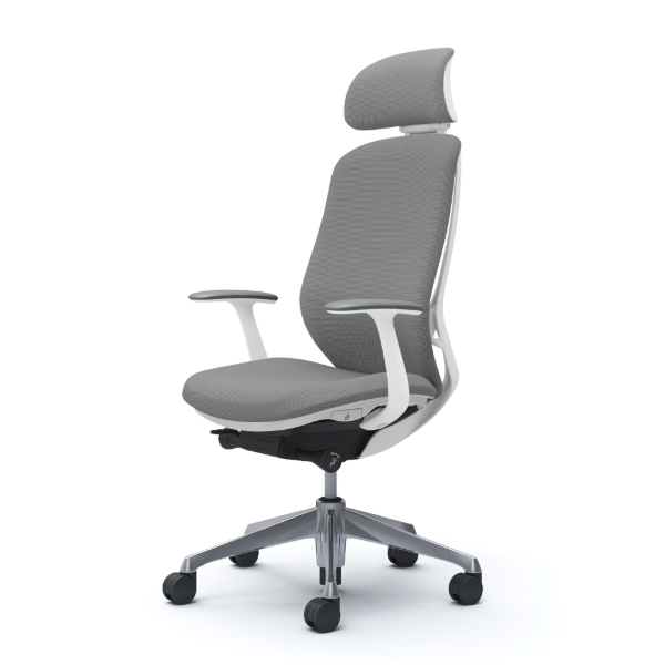 オカムラ シルフィーチェア エクストラハイバック 可動ヘッドレスト クッション (プレーン) デザインアーム ポリッシュ脚 C64GBW-FSG3