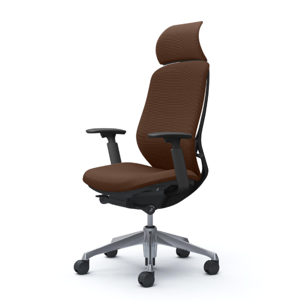 オカムラ シルフィーチェア エクストラハイバック 固定ヘッドレスト クッション (プレーン) アジャストアーム ポリッシュ脚 C68CBR-FSJ0