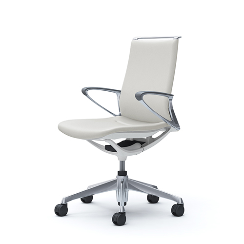 オカムラ  モードチェア 革張り 5本脚 アルミ肘 ミドルバック デザインアーム CA86ZS-P/CA86ZZ-P