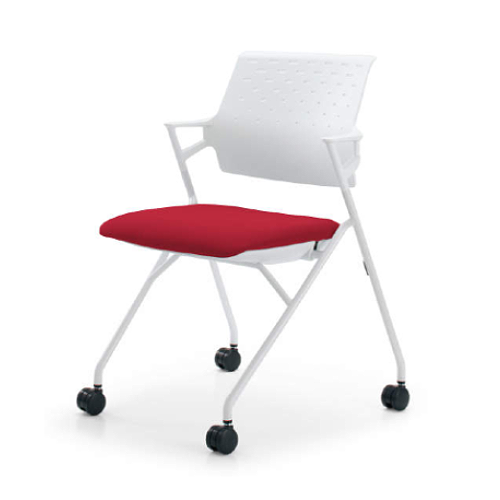 コクヨ ミーティングチェア ピエガ(Piega)チェア 背樹脂タイプ 肘つきチェア ホワイト塗装脚 キャスター付 CK-720WPAW