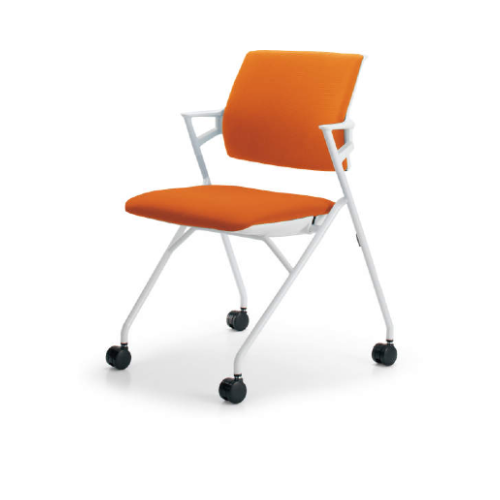 コクヨ ミーティングチェア ピエガ(Piega)チェア 背クッションタイプ 肘つきチェア ホワイト塗装脚 キャスター付 CK-722WPAW