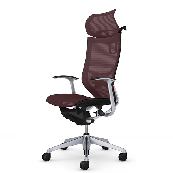 バロンチェア エクストラハイバック 固定ヘッドレスト デザイン肘 シルバー枠 座メッシュ ランバー付 ハンガー付 CP48CS/CP48CZ