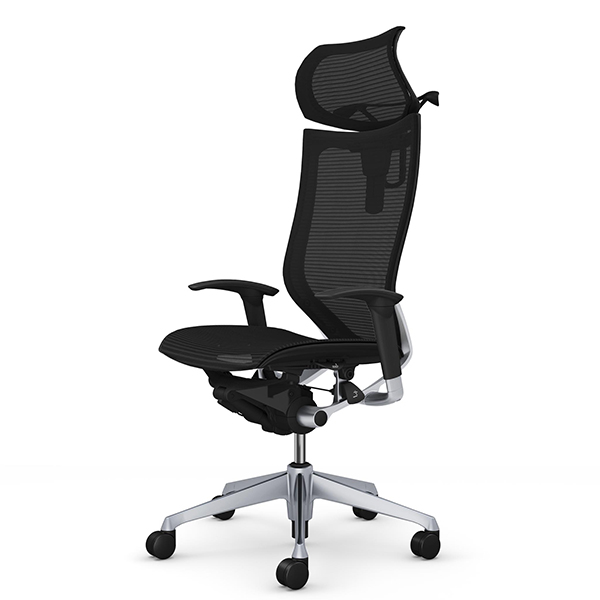 オカムラ バロンチェア エクストラハイバック 可動ヘッドレスト アジャスト肘 シルバー枠 座メッシュ ハンガー付 CP82CR/CP82CW