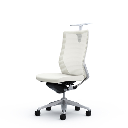 オカムラ コーラルチェア メッシュ ハイバック ホワイト体 ポリッシュ枠 ハンガー付 ランバー無 肘無し CQ36BW-FS